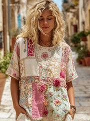 Women's linen short-sleeved T-shirt