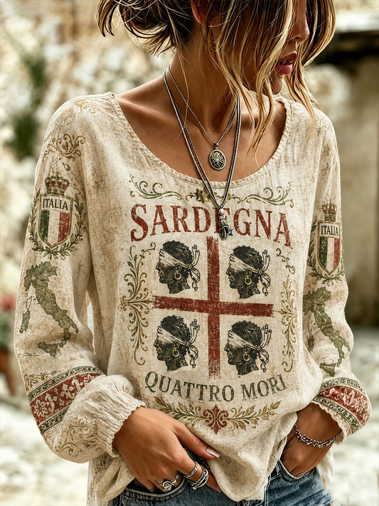 Women's Sardegna Quattro Mori Cotton-Linen Shirt