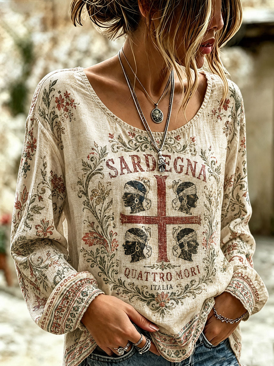 Women's Sardegna Quattro Mori Cotton-Linen Shirt