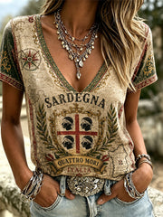 Women's Sardegna Quattro Mori V-neck T-shirt