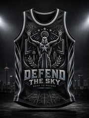 Men's Alien Art Basketball Lover Printed Tank Tops
