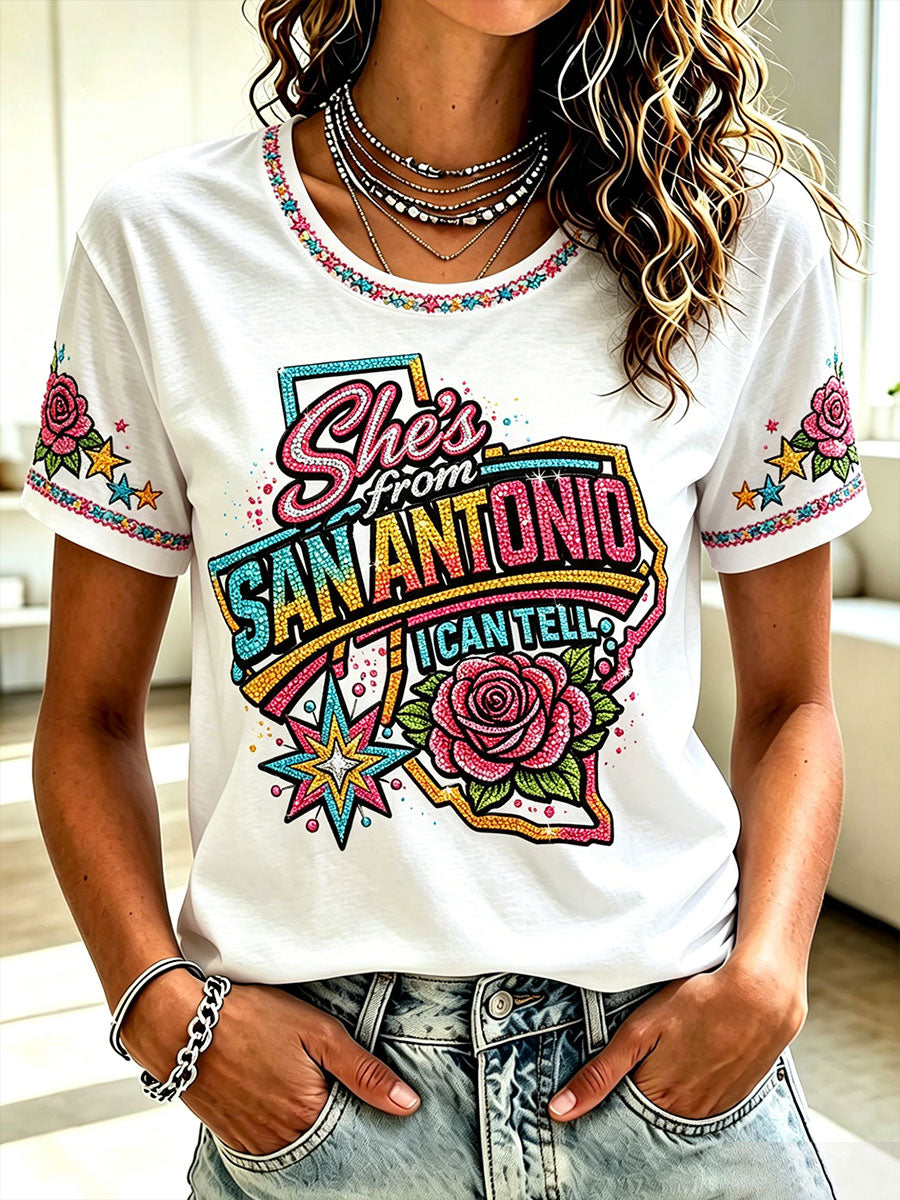 Women's "she's from San Antonio I can tell" T-shirts