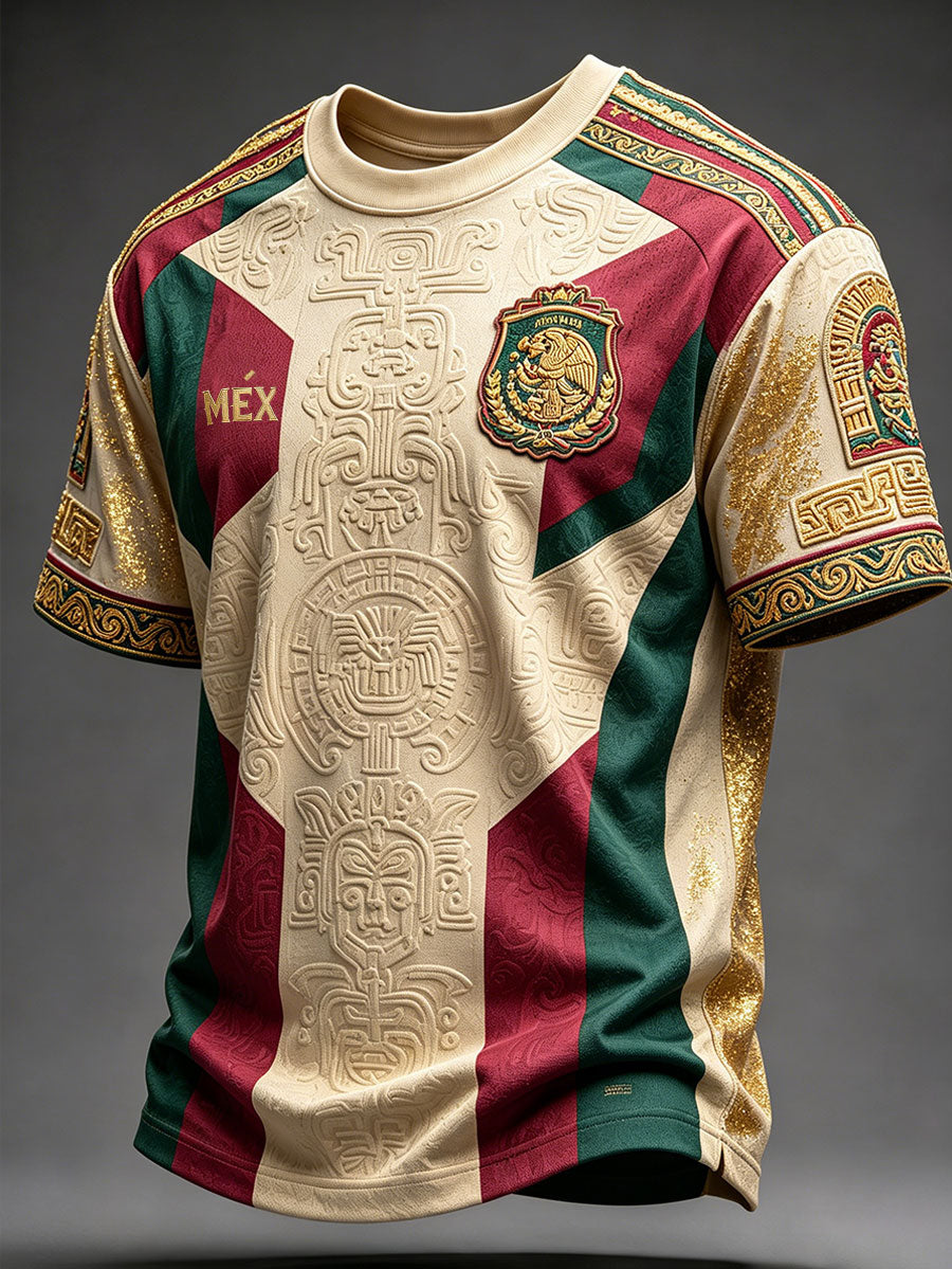 Men's Mexico Football Lover Art Printed T-shirt