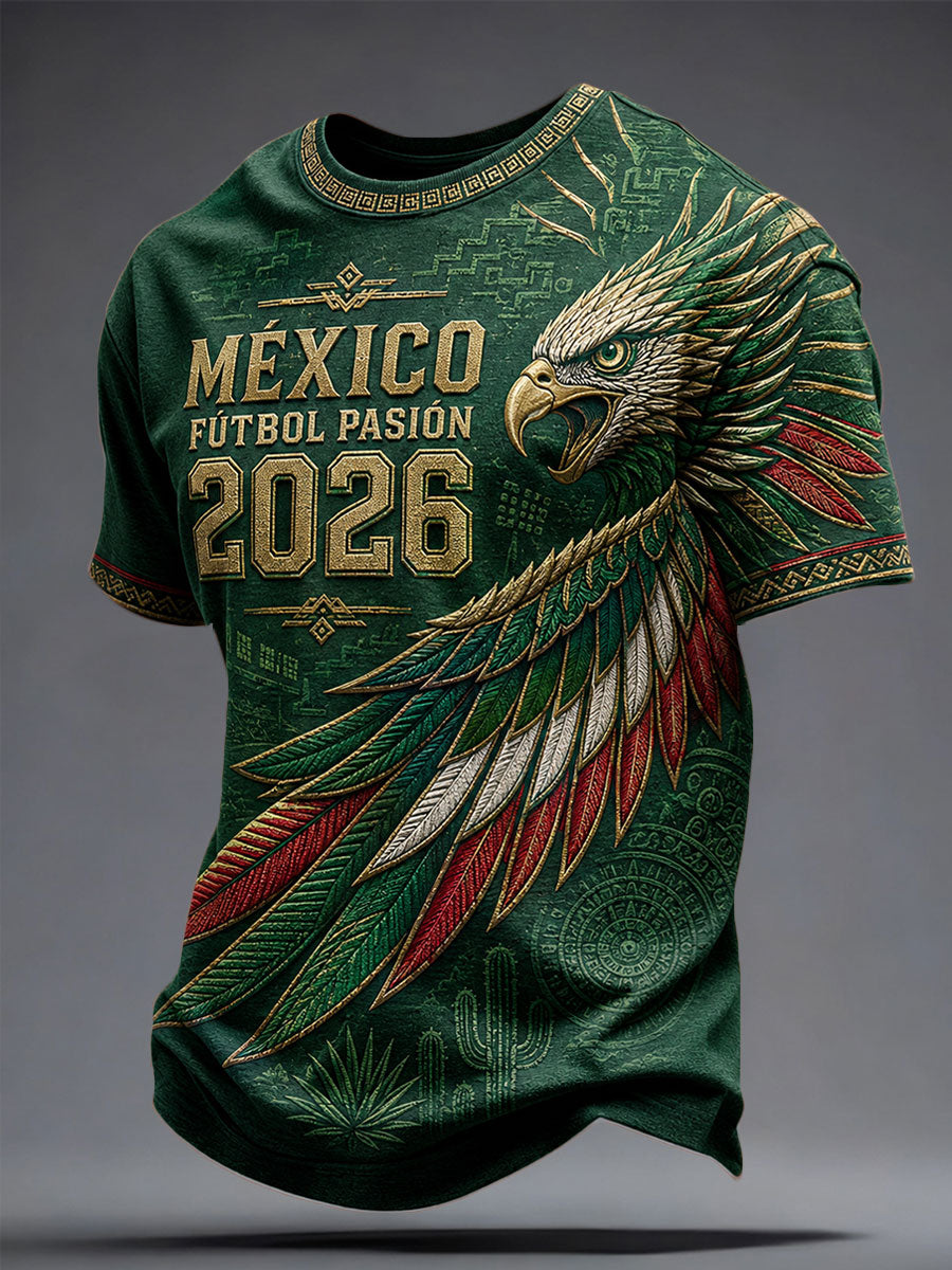 Men's Mexico Football Lover Art Printed T-shirt