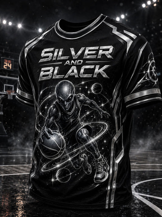 Men's 'Silver and Black' Basketball T-Shirts