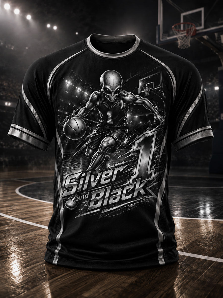 Men's 'Silver and Black' Basketball T-Shirts