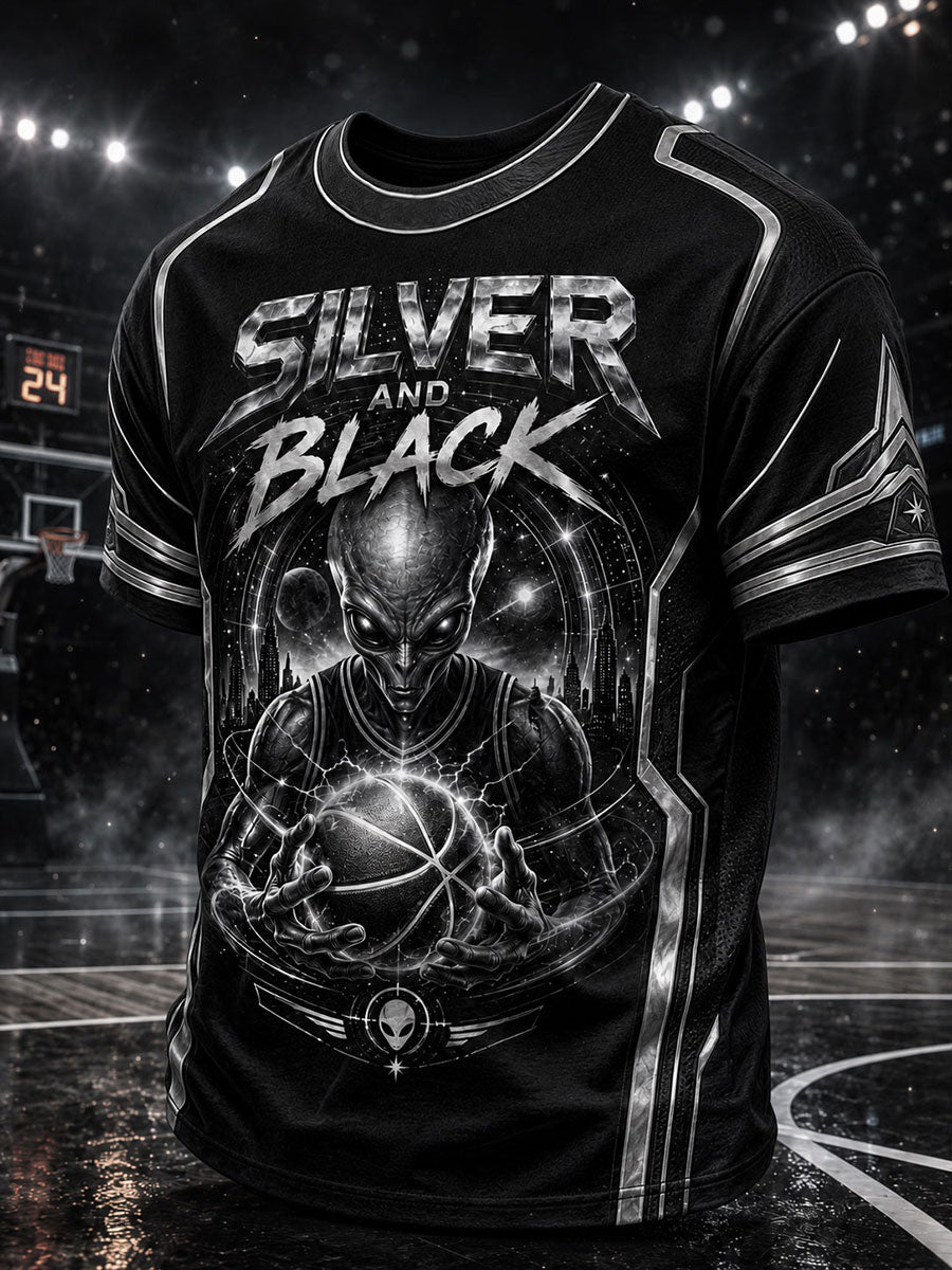 Men's 'Silver and Black' Basketball T-Shirts