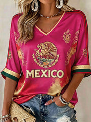 Women's Mexico Football Lover Printed T-shirt