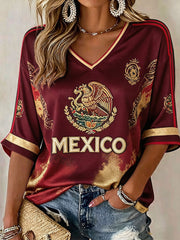 Women's Mexico Football Lover Printed T-shirt