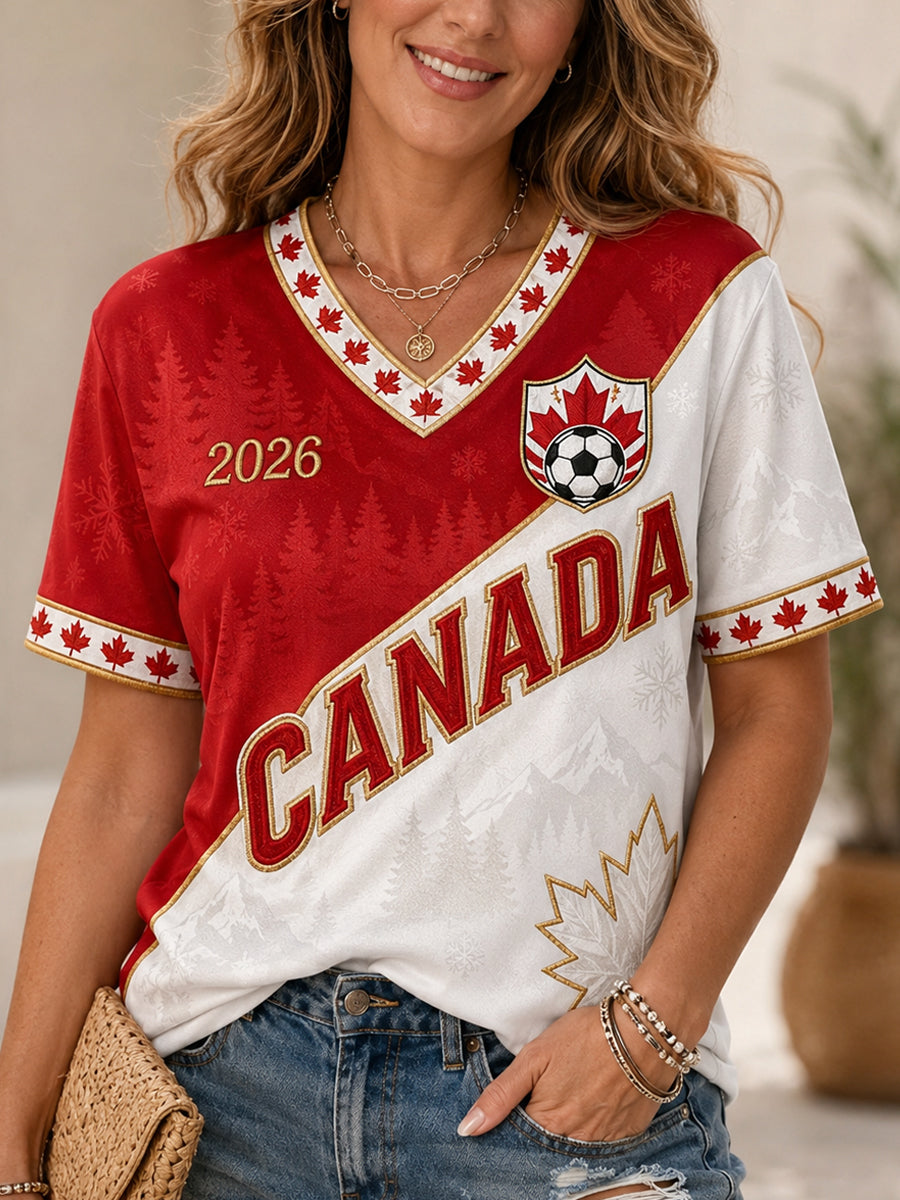 Women's Gift For Football Fans Print Casual V-Neck Tee