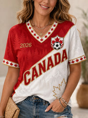 Women's Gift For Football Fans Print Casual V-Neck Tee