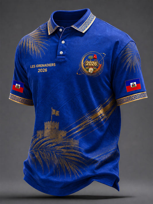Men's 2026 Haiti Football Casual Polo Shirt