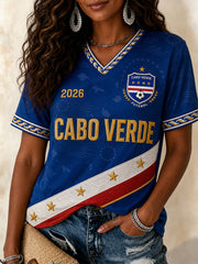 Women's Gift For Football Fans Print Casual V-Neck Tee