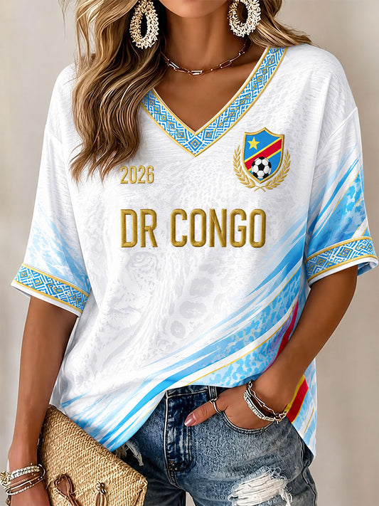Women's DRC Football Print Casual T-shirt
