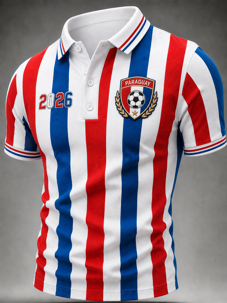 Men's  Paraguay Football Fan Gift Art Print Casual Short Sleeve Top