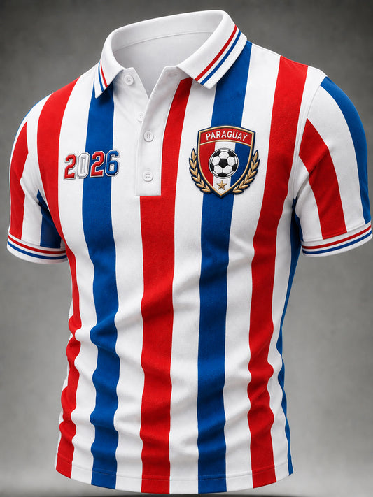 Men's  Paraguay Football Fan Gift Art Print Casual Short Sleeve Top