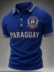 Men's  Paraguay Football Fan Gift Art Print Casual Short Sleeve Top