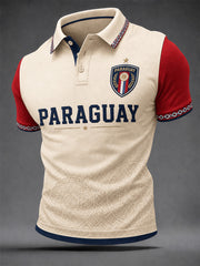 Men's Gift For Paraguay Football Fans Print Casual Polo