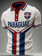 Men's  Paraguay Football Fan Gift Art Print Casual Short Sleeve Top