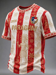 Men's Paraguay Football Print Casual T-Shirt