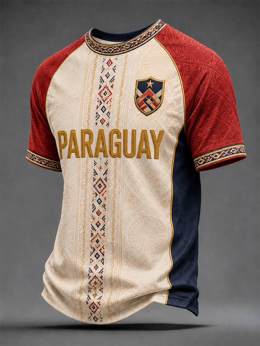 Men's Gift For Paraguay Football Fans Print Casual Tee