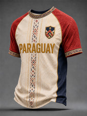 Men's Gift For Paraguay Football Fans Print Casual Tee