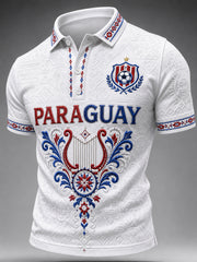 Men's  Paraguay Football Fan Gift Art Print Casual Short Sleeve Top