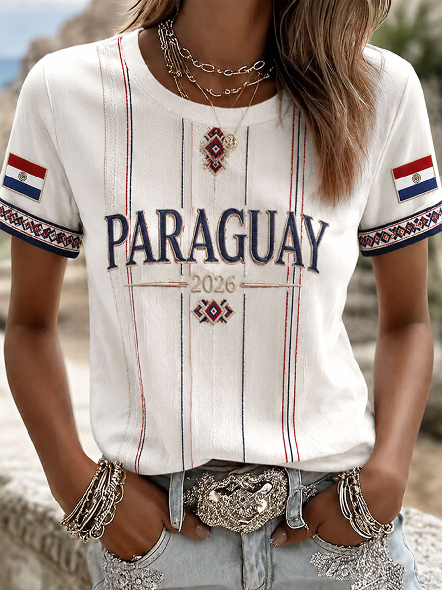 Women's 2026 Paraguay Football Style T-shirt