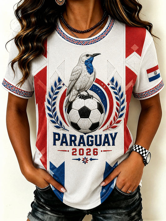 Women's Paraguay Football Fan 2026 Print T-shirt