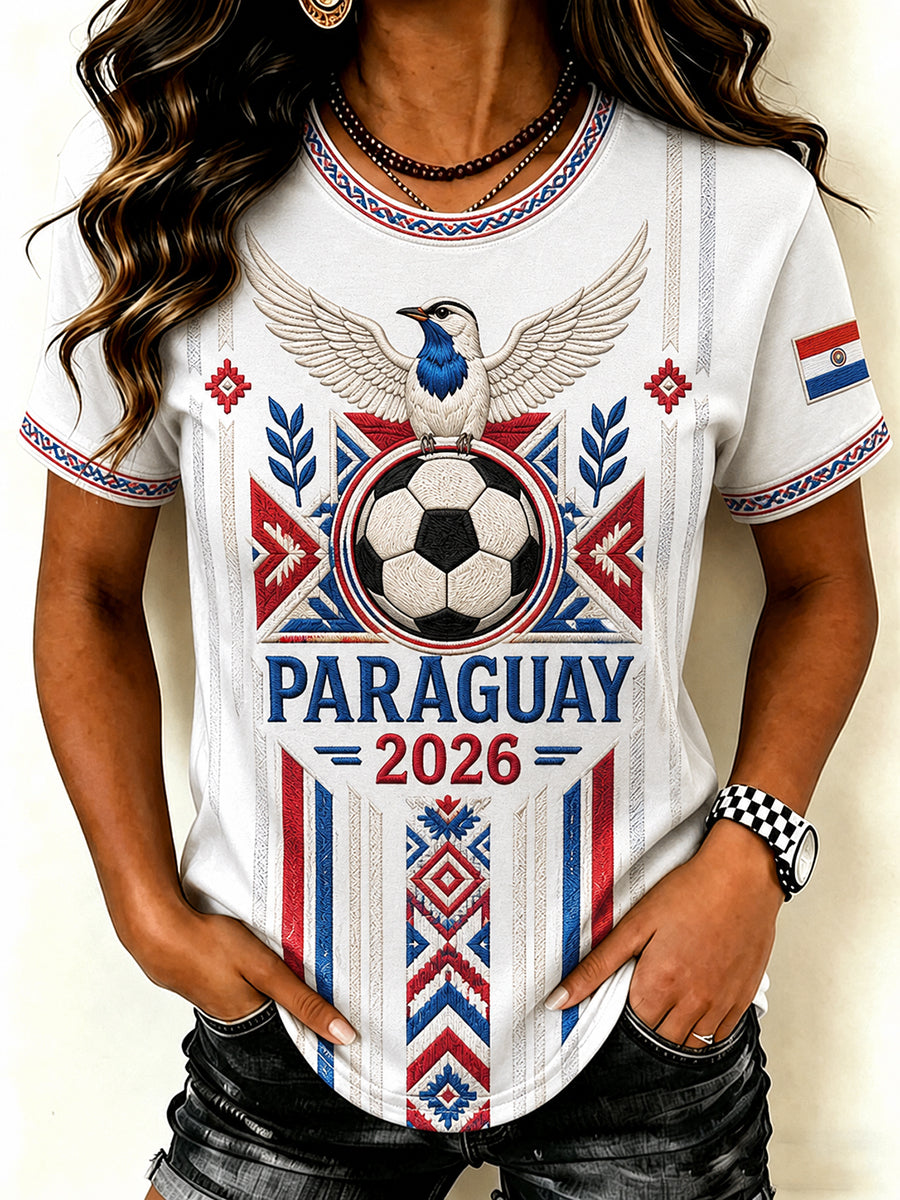 Women's Paraguay Football Fan 2026 Print T-shirt
