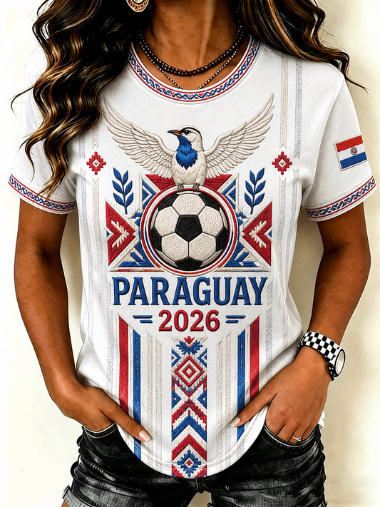Women's Paraguay Football Fan 2026 Print T-shirt