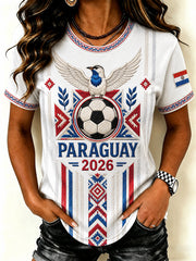 Women's Paraguay Football Fan 2026 Print T-shirt