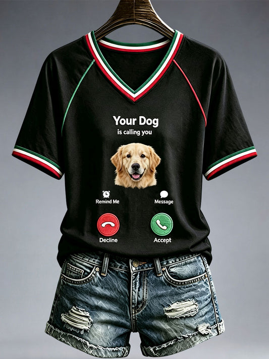 Women's Funny Golden Retriever V-Neck T-Shirt