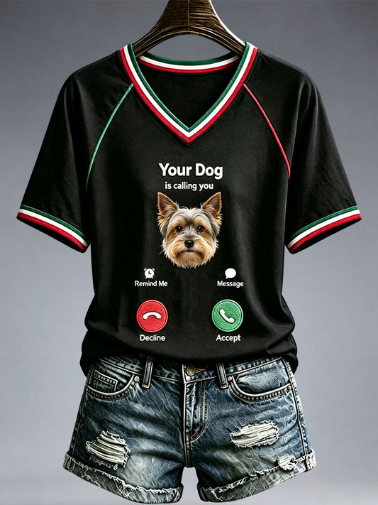 Women's Funny Yorkshire Terrier V-Neck T-Shirt