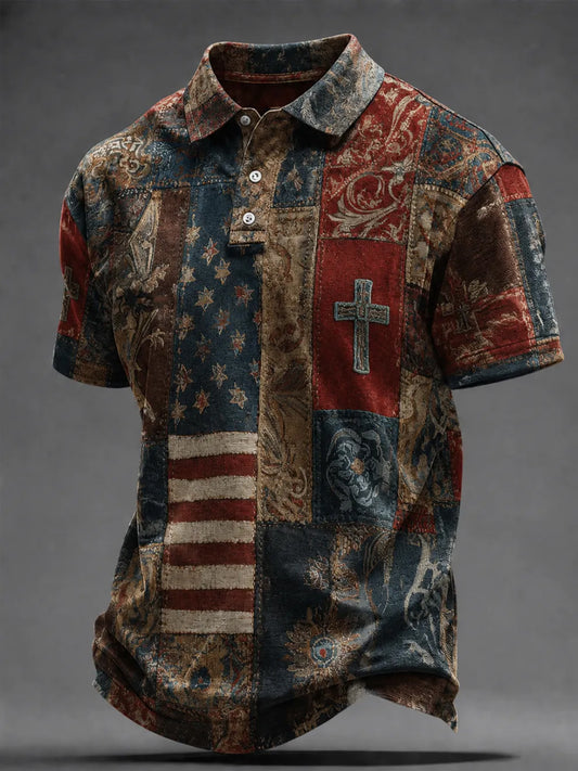 Men's Retro Western Art  Short Sleeve Top