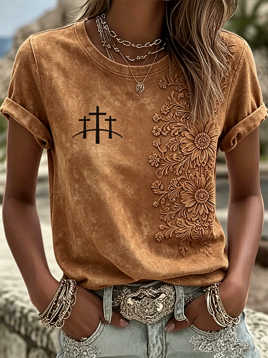 Women's Western-Style Faith Printshort-sleeved T-shirt