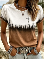 Women's Western-Style Faith Print short-sleeved T-shirt
