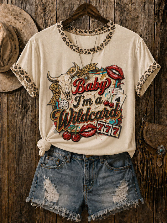 Women's Baby I'm A Wildcard Printed Casual T-Shirt