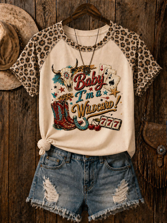 Women's Baby I'm A Wildcard Printed Casual T-Shirt