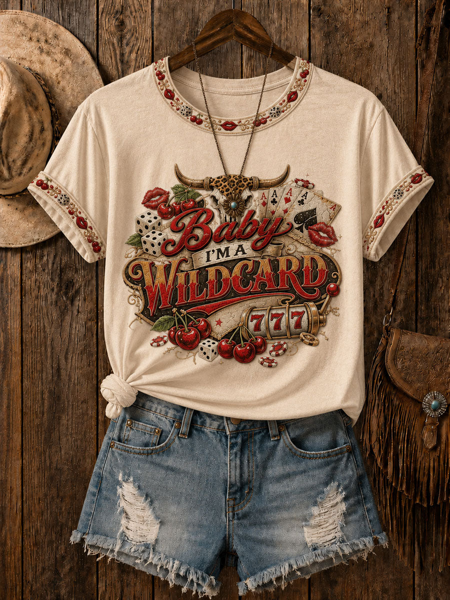 Women's Baby I'm A Wildcard Printed Casual T-Shirt