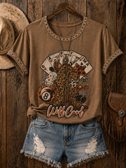 Women's Western Card Print Casual T-Shirt