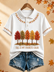 Women's Fall Is My Favorite Color Printed polo T-shirt