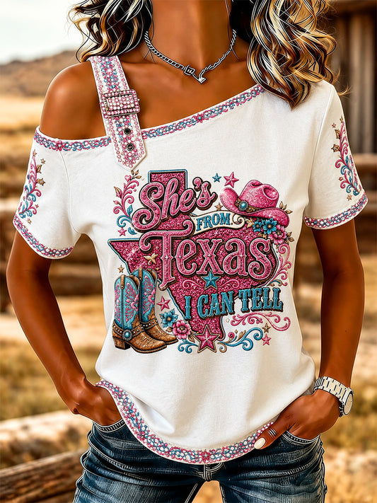 Women's She's From Texas I Can Tell Print Casual Tee