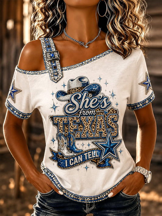 Women's She's From Texas I Can Tell Print Casual Tee