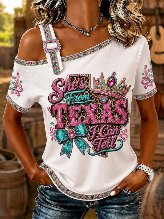 Women's She's From Texas I Can Tell Print Casual Tee