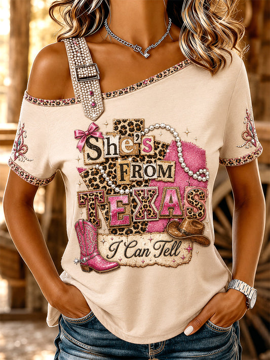 Women's She's From Texas I Can Tell Print Casual Tee