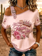 Women's She's From Texas I Can Tell Print Casual Tee