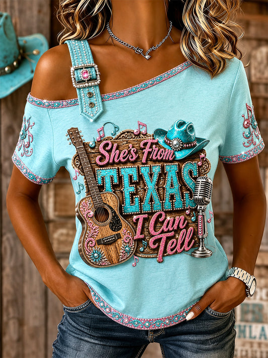 Women's She's From Texas I Can Tell Print Casual Tee