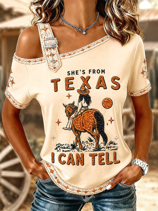 Women's She's From Texas I Can Tell Print Casual Tee