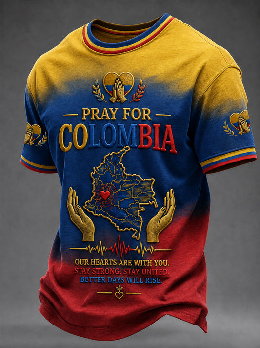 Men's Earthquake Support Pray For Colombia Short Sleeve T-shirt